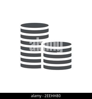 Icône de pile de pièces. Symbole argent dollar. Concept de rémunération des professionnels. Vecteur isolé sur blanc Illustration de Vecteur
