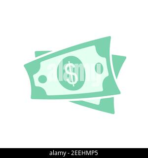Icône dollar Cash. Symbole de devise. Argent vert dans un style plat. Illustration vectorielle isolée sur fond blanc. Illustration de Vecteur