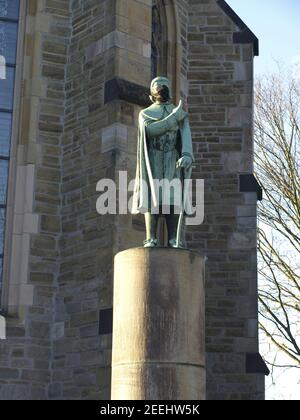 Mülheim AN DER RUHR, ALLEMAGNE - 13 février 2021 : Mémorial du personnage fictif Hieronymus Jobs à Muelheim, près de l'église Saint-Pierre (Petriki Banque D'Images