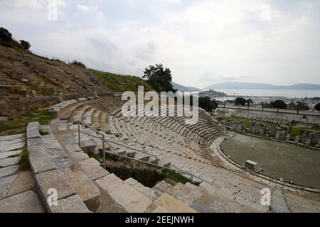 Bodrum, Turquie. 02 mars 2016: Ruines de Bodrum Antique Theatre Halikarnassos ville ancienne en Turquie. Banque D'Images