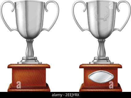 Tasse trophée argent isolée sur fond blanc. Illustration vectorielle. Illustration de Vecteur