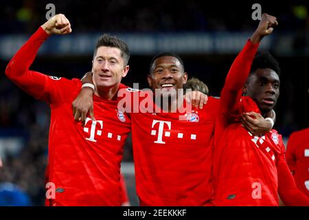 Photo du dossier datée du 25-02-2020 de David Alaba (centre). Date de publication : le mardi 16 février 2021. Banque D'Images