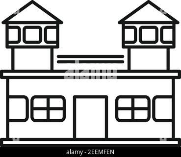 Icône de bâtiment de prison, style de contour Illustration de Vecteur