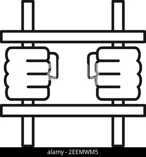 Icône de porte de la barre de prison, style de contour Illustration de Vecteur