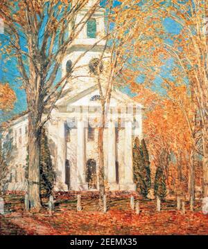 Childe Hassam, Église de Old Lyme, Connecticut, peinture de paysage, 1905 Banque D'Images