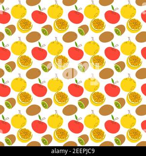 motif avec élément fruits . motif sans couture avec orange et kiwi . illustration vectorielle, Illustration de Vecteur