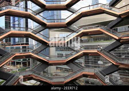 Intérieur, le navire, escalier, Hudson yards, Manhattan, New York, États-Unis Banque D'Images