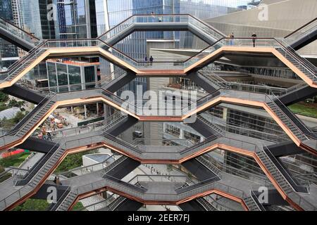 Intérieur, le navire, escalier, Hudson yards, Manhattan, New York, États-Unis Banque D'Images