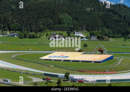 Les tribunes, gradins, dédiés aux fans de Max VERSTAPPEN, vides cette année lors de la Formule 1 Pirelli Grosser Preis der Steiermark 2020, Grand Prix de Styrie du 10 au 12 juillet 2020 sur le Red Bull Ring, à Spielberg, Autriche - photo Antonin Vincent / DPPI Banque D'Images