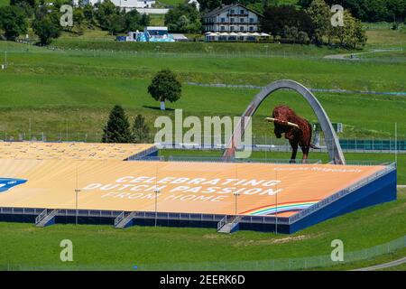 Les tribunes, gradins, dédiés aux fans de Max VERSTAPPEN, vides cette année lors de la Formule 1 Pirelli Grosser Preis der Steiermark 2020, Grand Prix de Styrie du 10 au 12 juillet 2020 sur le Red Bull Ring, à Spielberg, Autriche - photo Antonin Vincent / DPPI Banque D'Images