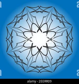 Vecteur mandala, illustration de contour gris, fond bleu dégradé Illustration de Vecteur