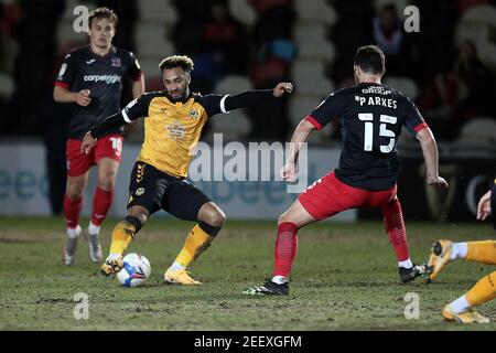 Newport, Royaume-Uni. 16 février 2021. Nicky Maynard du comté de Newport lors du match EFL Sky Bet League 2 entre Newport County et Exeter City à Rodney Parade, Newport, pays de Galles, le 16 février 2021. Photo de Dave Peters. Utilisation éditoriale uniquement, licence requise pour une utilisation commerciale. Aucune utilisation dans les Paris, les jeux ou les publications d'un seul club/ligue/joueur. Crédit : UK Sports pics Ltd/Alay Live News Banque D'Images