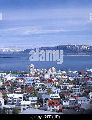 Ville et vue sur le port, Reykjavík, la capitale nationale, République d'Islande Banque D'Images