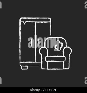 L'icône blanche de la craie de ramassage des déchets encombrants sur fond noir Illustration de Vecteur