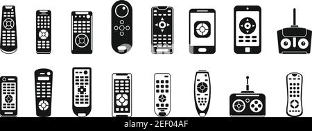 Ensemble d'icônes de la télécommande du téléviseur, style simple Illustration de Vecteur