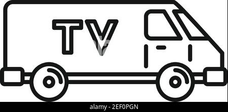 Icône de véhicule de fourgonnette TV, style de contour Illustration de Vecteur