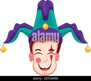 homme peint portant le chapeau de joker fools jour accessoire illustration vectorielle conception Illustration de Vecteur