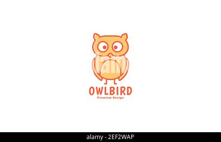 animal oiseau dessin animé orange hibou logo design symbole d'icône de vecteur illustration Illustration de Vecteur