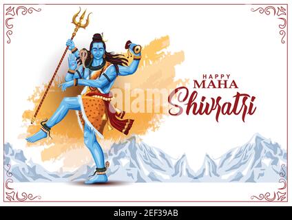 Lord Shiva thandav danse position, Dieu indien avec Happy Maha Shivratri ou Mahashivratri. Vecteur illustration design. Illustration de Vecteur