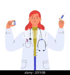 Médecin avec tube à essai dans une blouse médicale. Illustration de Vecteur