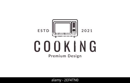 lignes micro-ondes cuisine logo design vecteur icône symbole illustration Illustration de Vecteur