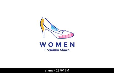 femmes chaussures ligne coloré logo symbole vecteur icône dessin illustration Illustration de Vecteur