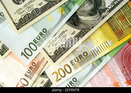 Divers billets de banque Euro, gros plan, plein format Banque D'Images