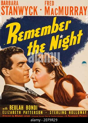 Se souvenir de la nuit 1940 Paramount Pictures film avec Barbara Stanwyck et Fred MacMurray Banque D'Images