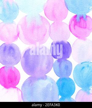 Aquarelle bleu, rose, violet l cercles. Aquarelle arrière-plan abstrait, texture peinte à la main. Conception pour les arrière-plans Banque D'Images