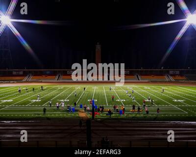 Wroclaw Pologne Mars 8 2019 entraînement de rugby au stade olympique la nuit Banque D'Images