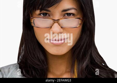 Portrait of a young woman wearing eyeglasses Banque D'Images