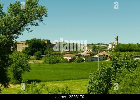 Europe, Italie, Émilie-Romagne, Piacenza, Agazzano, Castello et Rocca del Ducato di Parme Banque D'Images