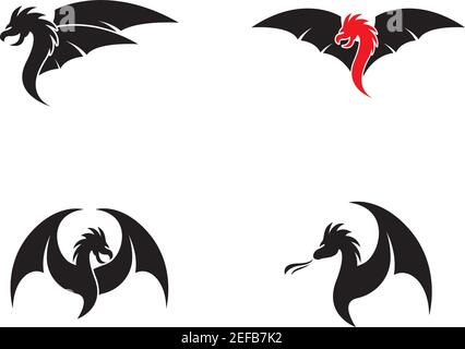 Illustration de l'icône vectorielle du modèle de logo Dragon Head Illustration de Vecteur