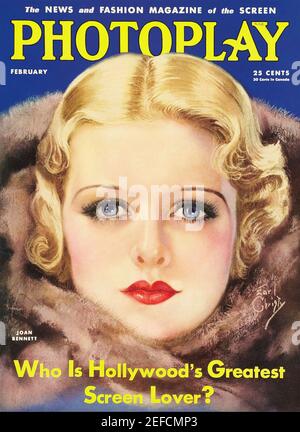 JOAN BENNETT (1910-1990) actrice américaine sur la couverture de Photoplay en février 1933, Banque D'Images