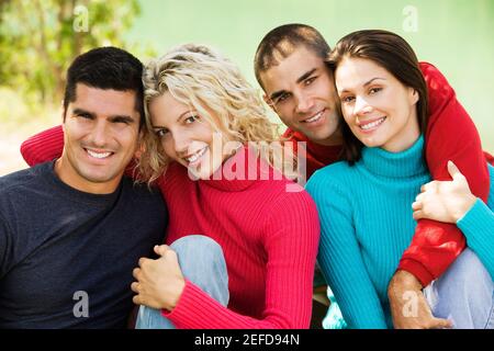 Portrait of four friends smiling Banque D'Images