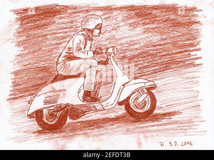 ferrari 250 gto, voiture de course d'époque, dessin de la manule, crayon Banque D'Images