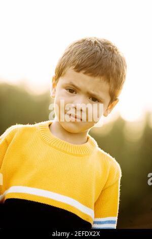 Portrait of a Boy thinking Banque D'Images