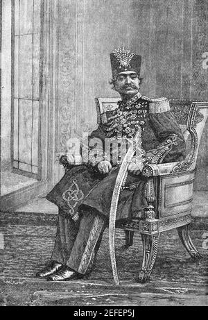 Portrait de Naser al-DIN Shah Qajar, Shah de Perse de 1848 à 1896 Banque D'Images