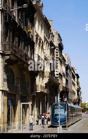 Cable car sur les voies, Bordeaux, France Banque D'Images