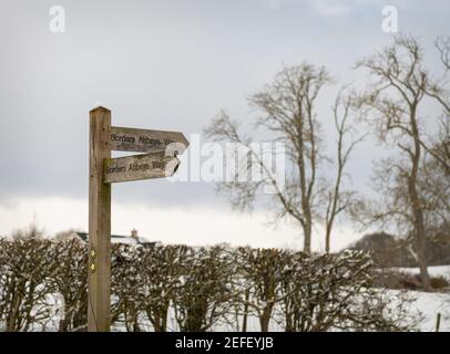 Borders Abbeys Way Footpath Sign, Écosse Banque D'Images