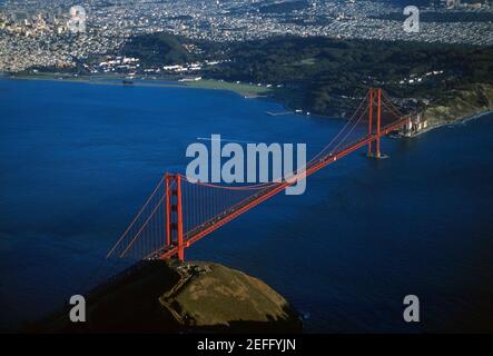 Golden Gate Bridge, San Francisco, Californie, vue aérienne Banque D'Images