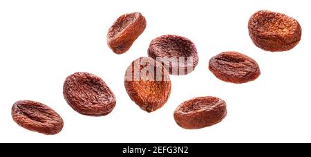 Abricots séchés au soleil isolé sur fond blanc Banque D'Images