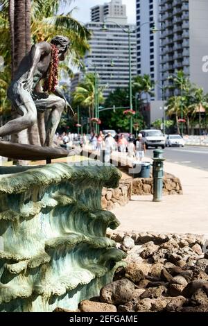 Bâtiments dans une ville, Waikiki Beach, Honolulu, Oahu, îles Hawaii, ÉTATS-UNIS Banque D'Images