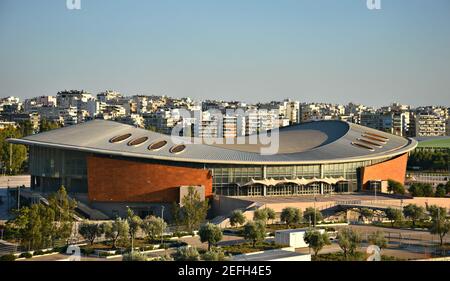 Vue panoramique sur le stade Taekwondo de la paix et de l'amitié au complexe olympique de la zone côtière de Palaio Faliro, à Athènes, en Grèce. Banque D'Images