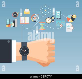 Concept de planification et de contrôle de la gestion du temps pour efficace et réussi illustration vectorielle de l'affiche à composition plate pour les entreprises rentables Illustration de Vecteur