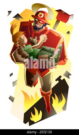 Portrait d'un garçon tenant un super-héros Banque D'Images