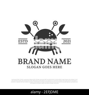 Concept de logo BURGER Crab, idéal pour le modèle de marque de logo Fast Food Illustration de Vecteur