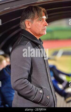 Lugano, Suisse. 17 février 2021. Entraîneur-chef Maurizio Jacobacci (Lugano) pendant le match de la Super League suisse entre le FC Lugano et le FC Servette au Stade Cornaredo de Lugano, Suisse Credit: SPP Sport Press photo. /Alamy Live News Banque D'Images