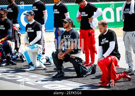 HAMILTON Lewis (gbr), Mercedes AMG F1 GP W11 Hybrid EQ Power+, portrait Black Lives Matter End cérémonie de racisme pendant la Formule 1 Aramco Gran Premio de Espana 2020, Grand Prix d'Espagne, du 14 au 16 août 2020 sur le circuit de Barcelone-Catalunya, à Montmelo, près de Barcelone, Espagne - photo Florent Gooden / DPPI Banque D'Images