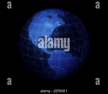 Illustration 3D de la grille de terre. Un modèle graphique filaire, élément de composition Banque D'Images